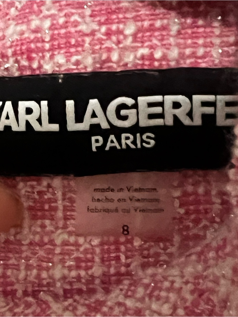 Karl LAGERFELD Delicates Pink Tweed Mini Dress sz 8 - Picture 5 of 5